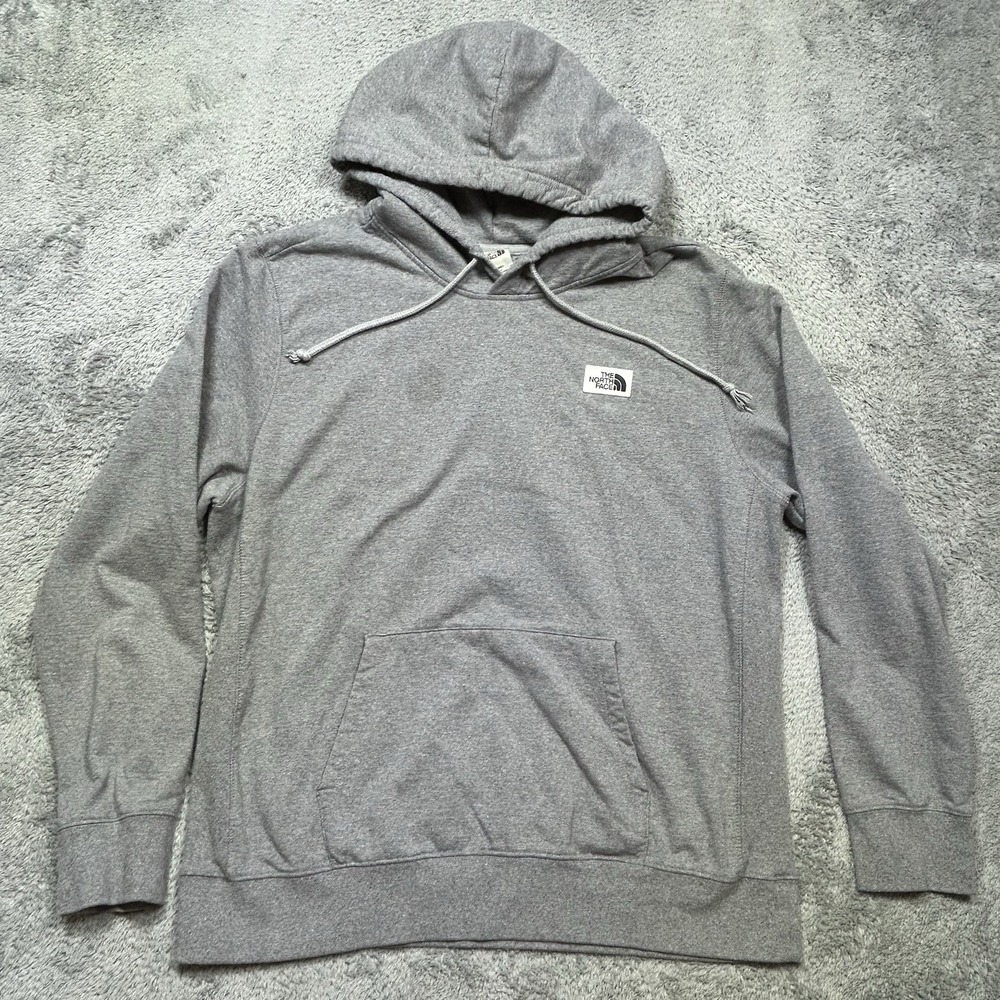 North Face Hoodie Mens XL Gray Heritage Patch Pullover Fleece Sweatshirt *SPOT